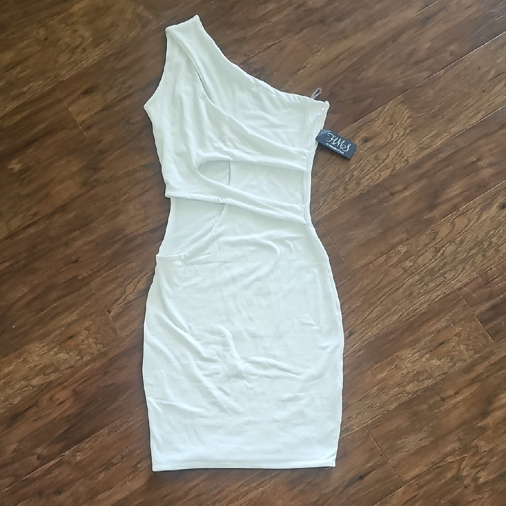 Hot Miami Styles White One Shoulder Cut Out Dress